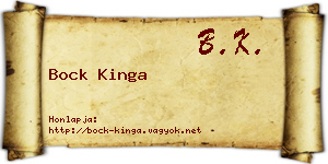 Bock Kinga névjegykártya